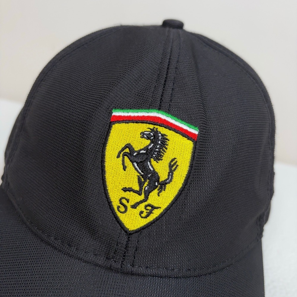 Ferrari Hat Men's One Size Black Official Adjustable Scuderia Logo Cap F1 Car - Picture 9 of 14